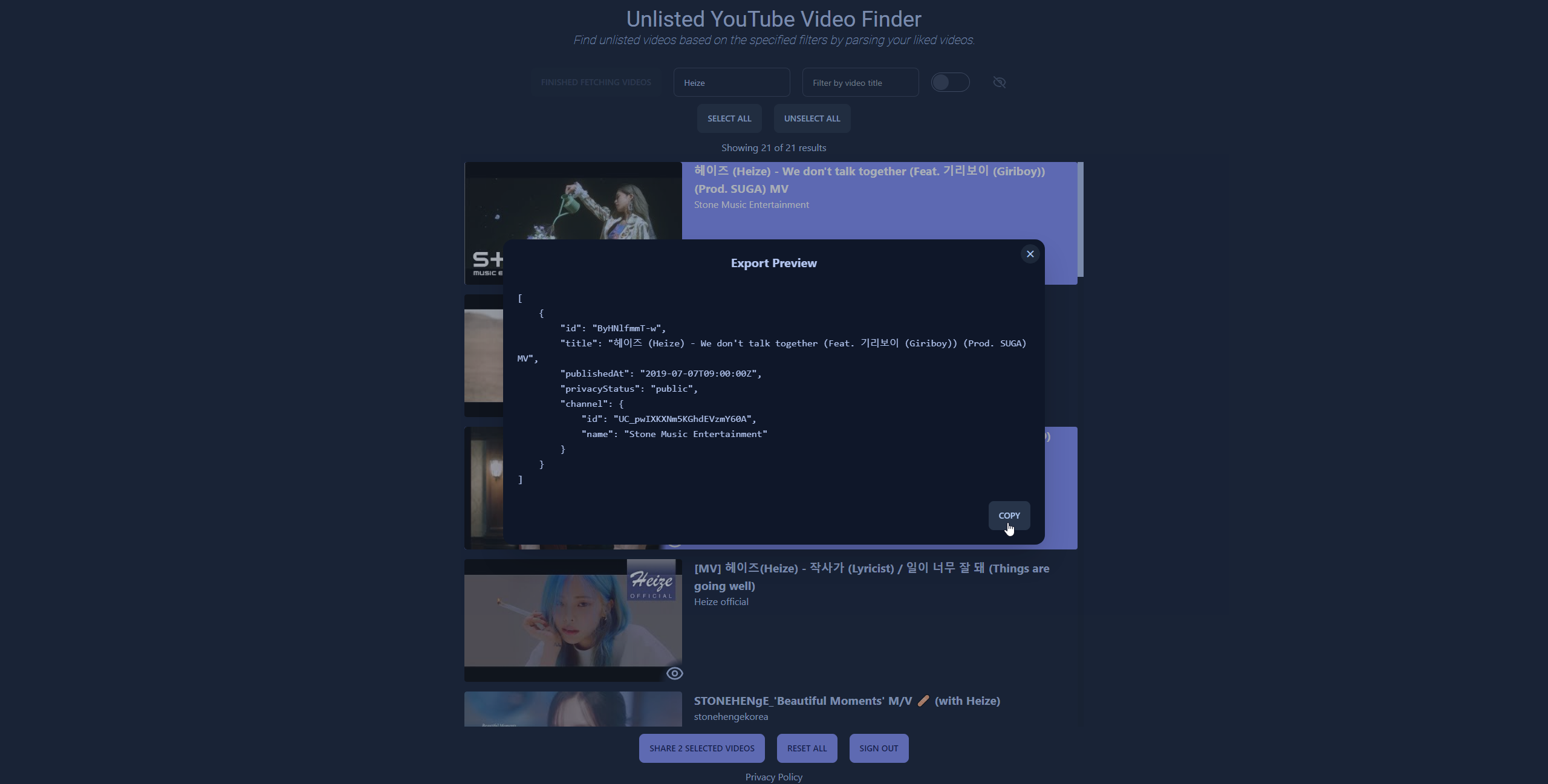 Unlisted YouTube Video Finder